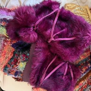 Plush Faux Fur Boots in Rich Magenta